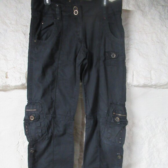 Black with Gold Studs Cargo Pants - Picture 1 of 9